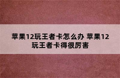 苹果12玩王者卡怎么办 苹果12玩王者卡得很厉害